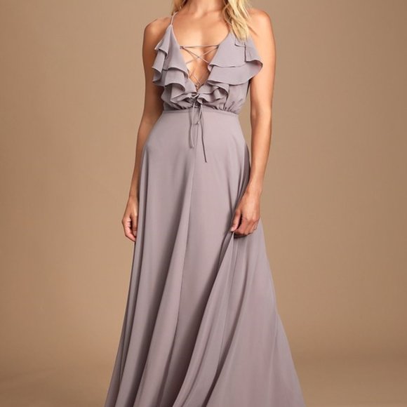 New - Dusty Lavender Ruffle Dress - Picture 2 of 6